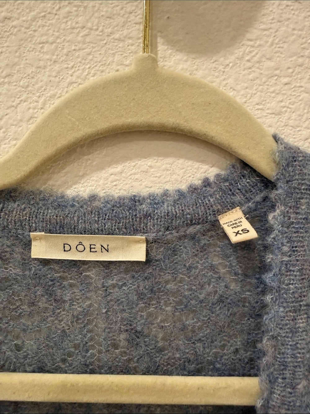 Doen Misty Blue Lace-Pattern Mohair Cardigan - Picture 2 of 3